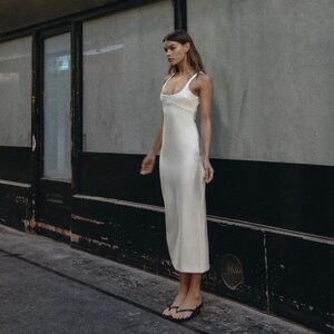 Zara white fitted midi dress